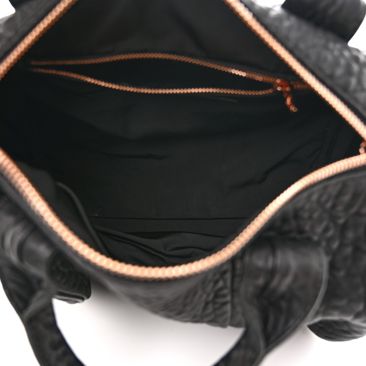 Pebbled Lambskin Rocco Black Rose Gold Hardware