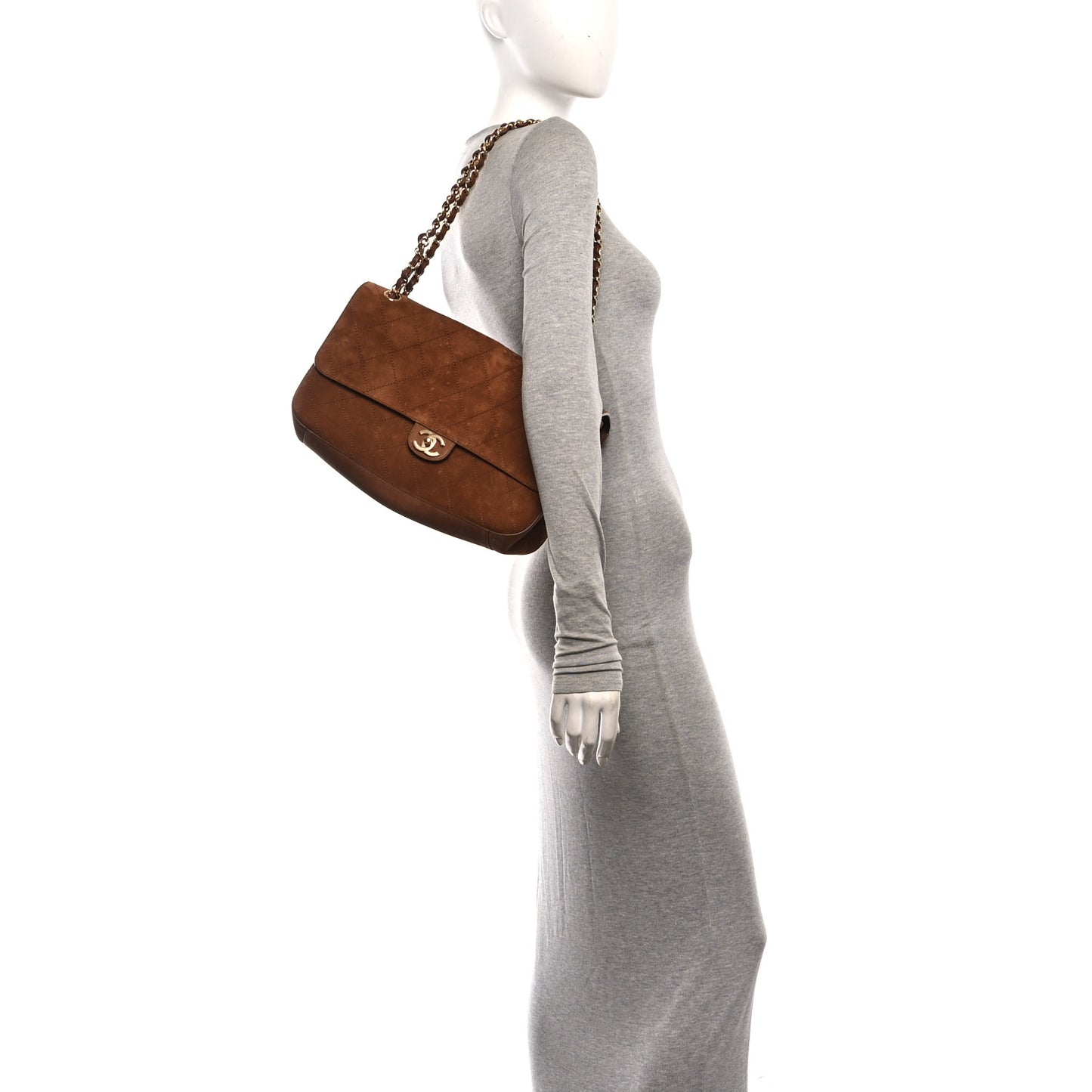 Suede Calfskin Small Souplissimo Maxi Flap Camel