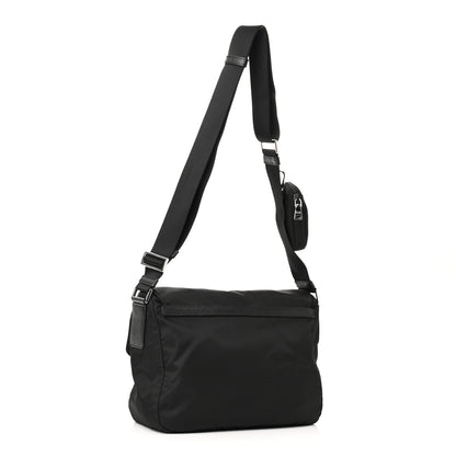 Prada Re-Nylon Vela Saffiano Pocket Double Buckle Messenger Shoulder Bag Black 2 of 8