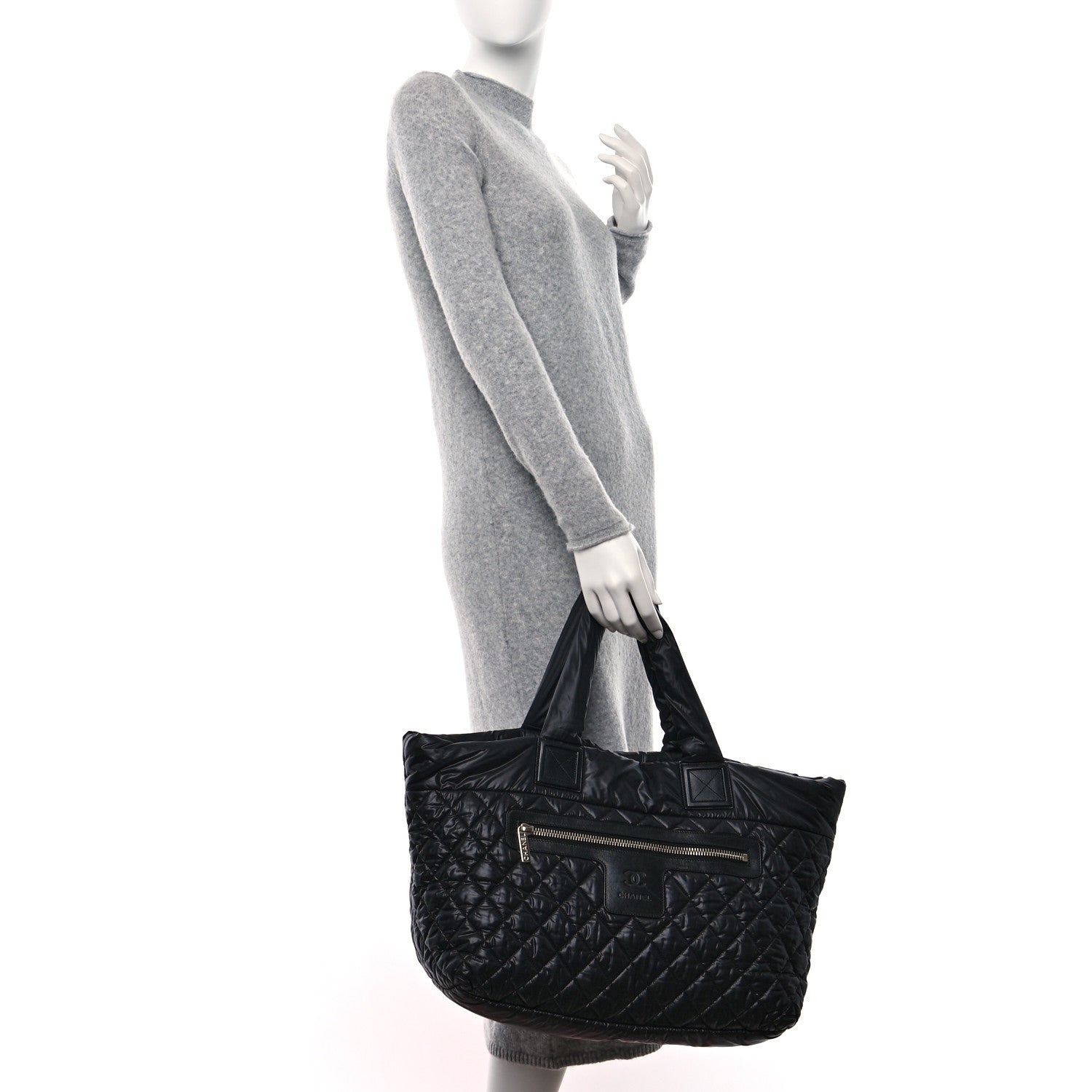 Chanel Nylon Quilted Large Coco Cocoon Tote Black 2 of 9