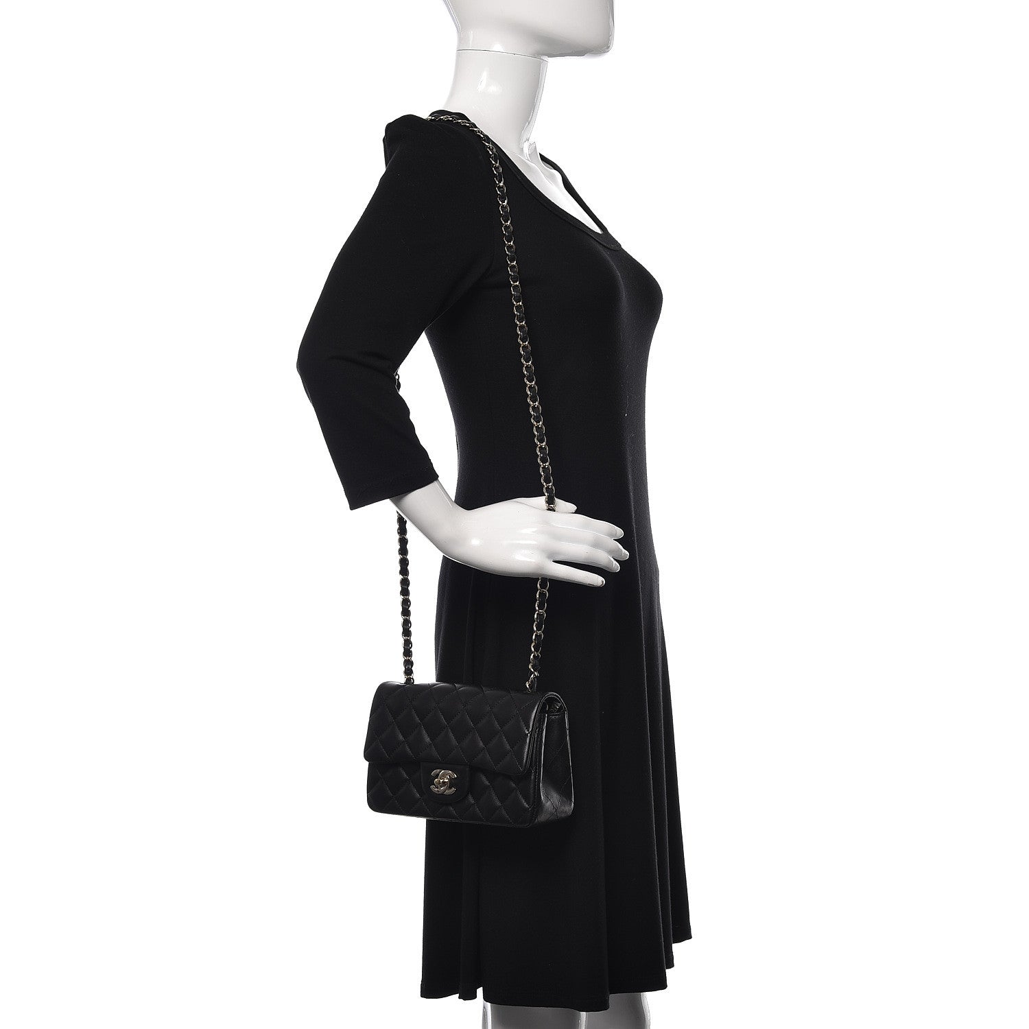 Chanel Lambskin Quilted Mini Rectangular Flap Black 2 of 12