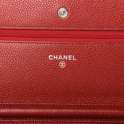 Chanel Caviar Quilted Wallet On Chain WOC Red 8 of 12