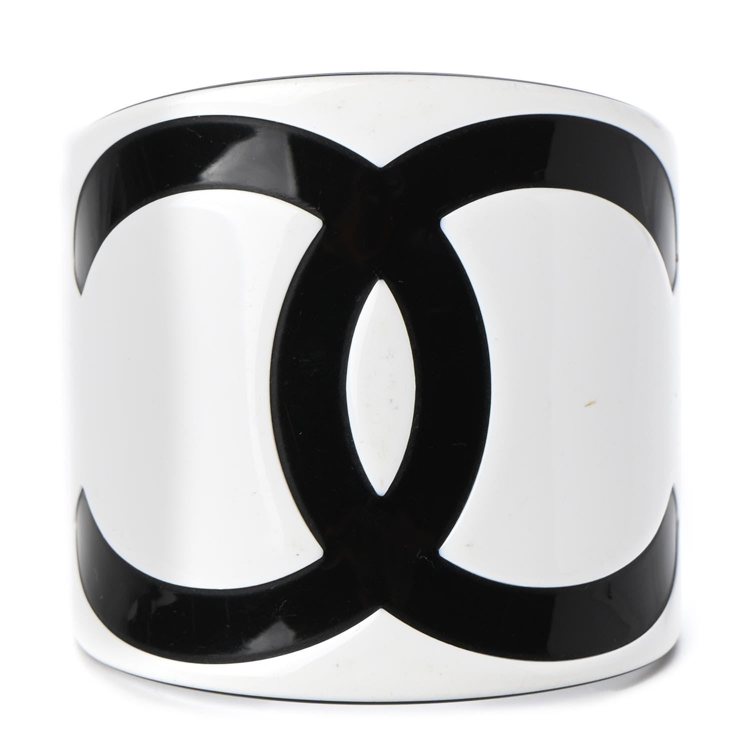 Chanel Resin CC Cuff White Black 1 of 4