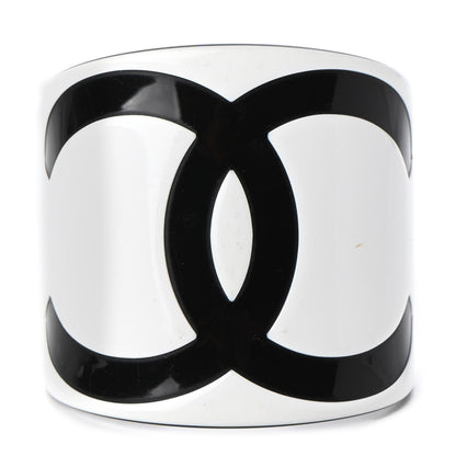 Chanel Resin CC Cuff White Black 1 of 4