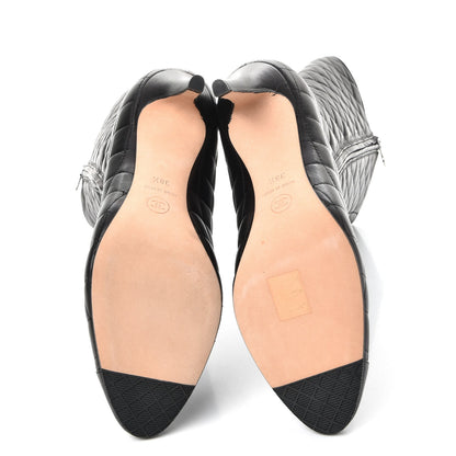 Chanel Lambskin Quilted CC Cap Toe Boots 38.5 Black 5 of 8
