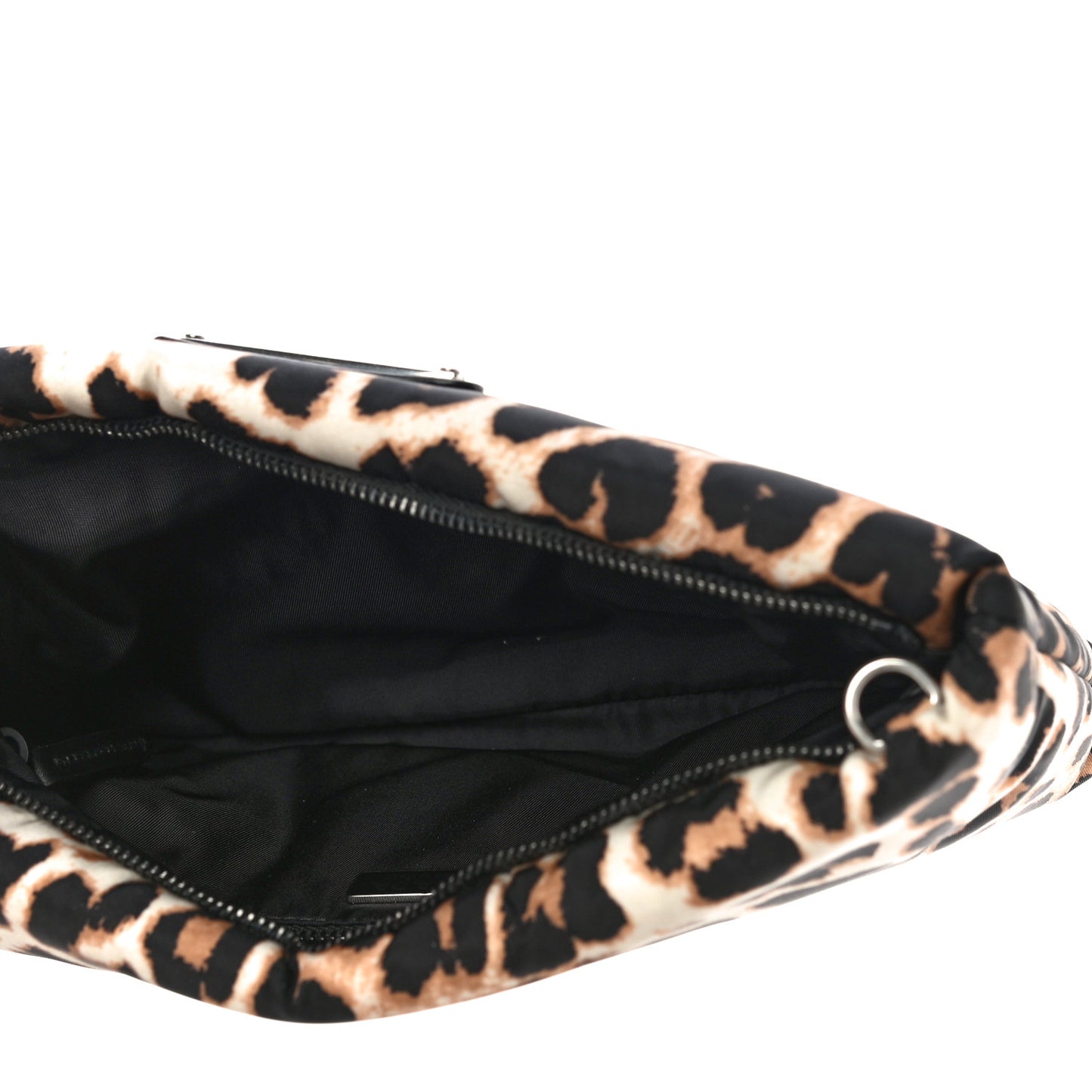 Tessuto Soft Nylon Leopard Print Crossbody Avorio