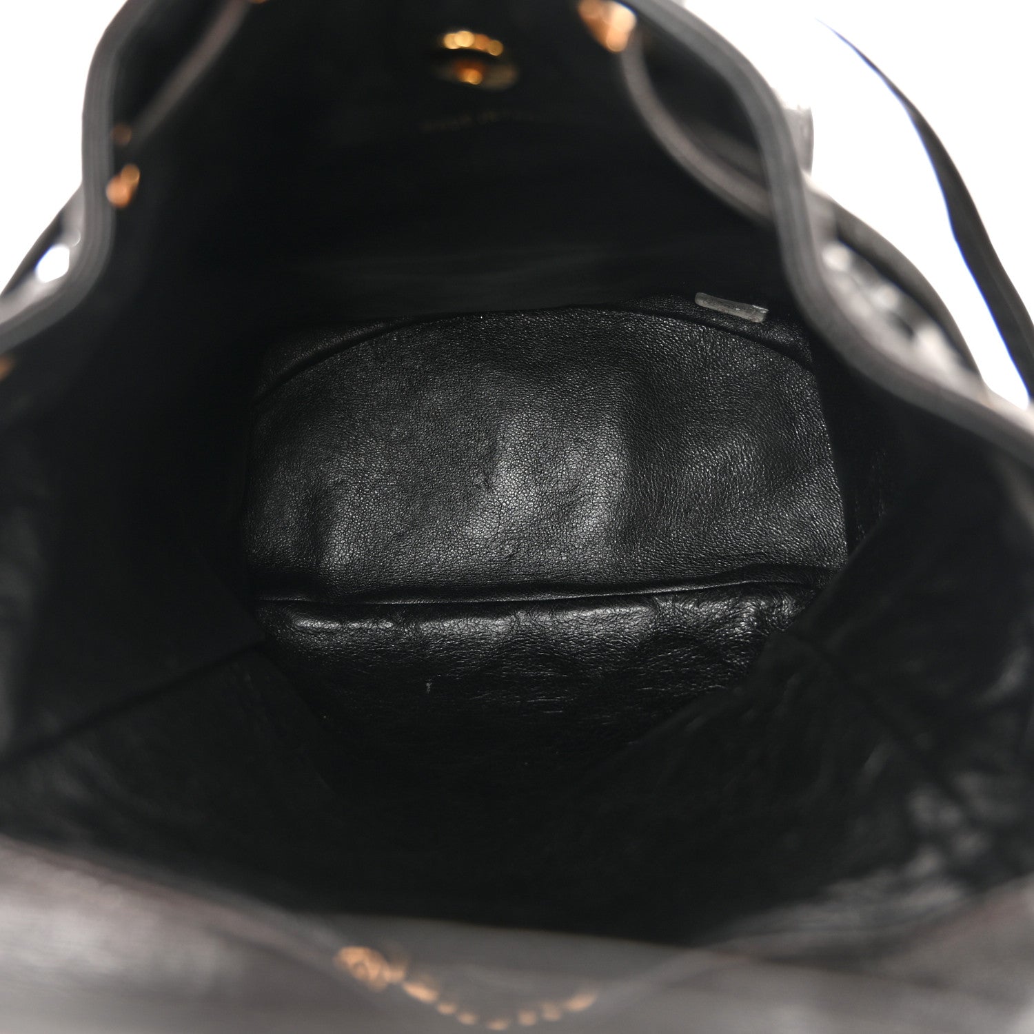 Chanel Lambskin Quilted Drawstring Backpack Black 5 of 10