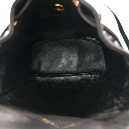 Chanel Lambskin Quilted Drawstring Backpack Black 5 of 10