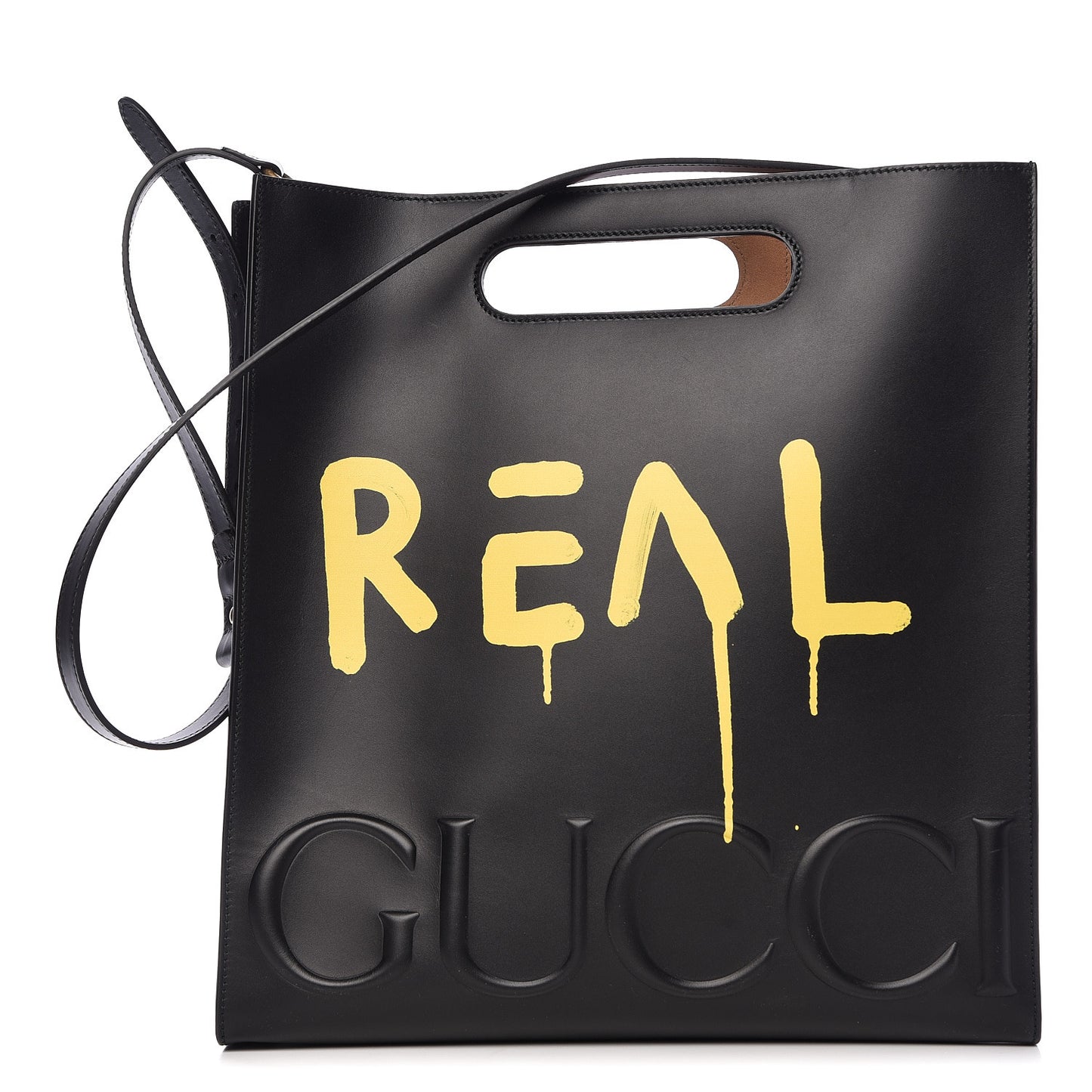 Calfskin GucciGhost Real Medium XL Tote Black Yellow