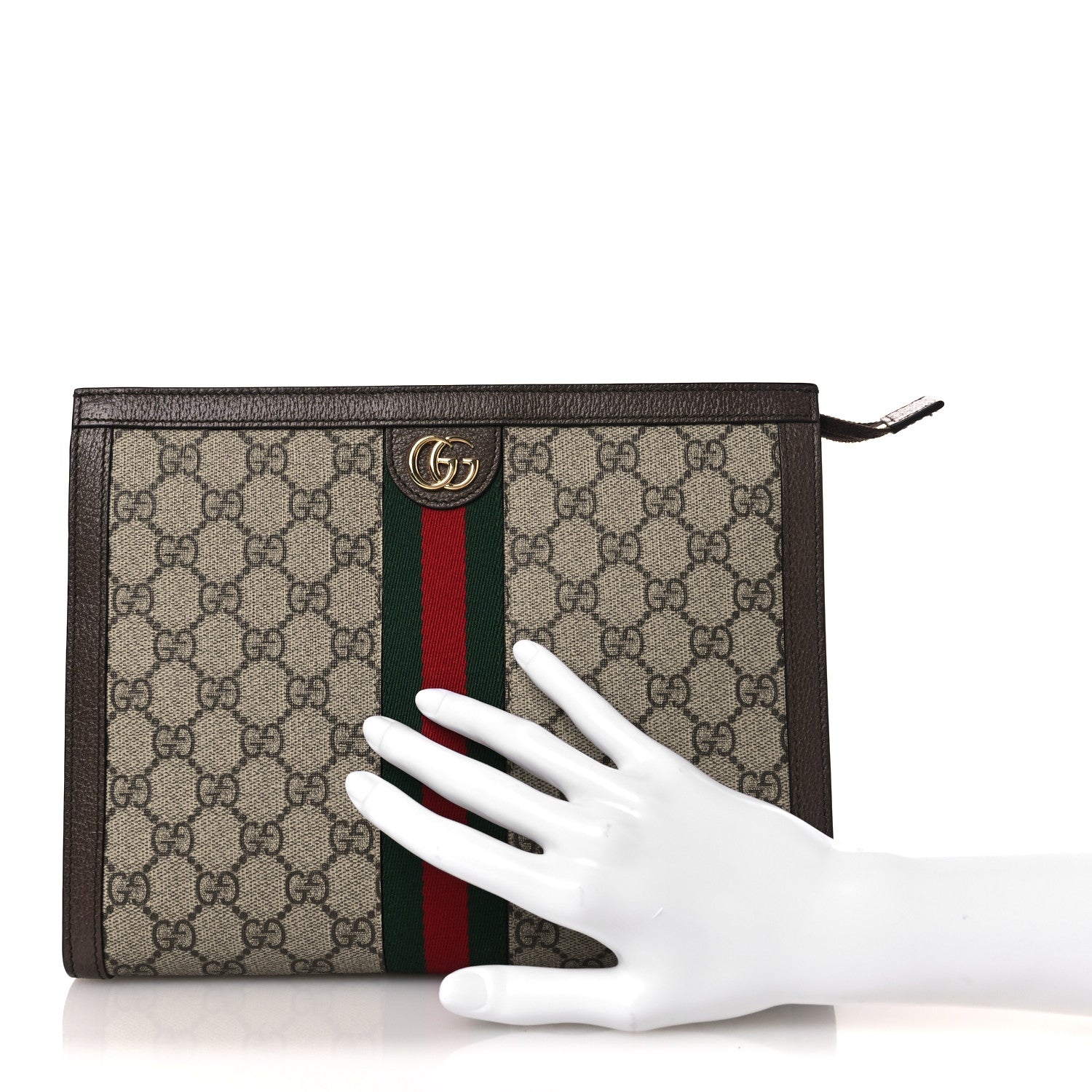 Gucci GG Supreme Monogram Web Ophidia Pouch Brown 1868483