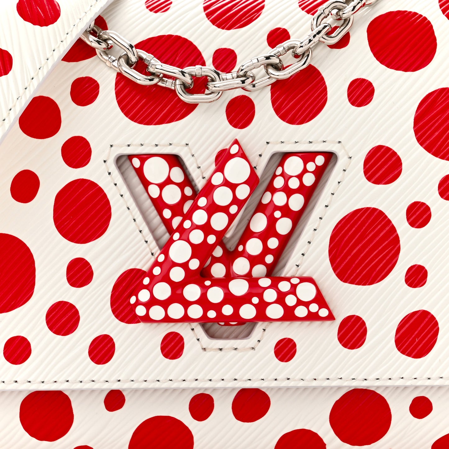 LV X YK Epi Infinity Dots Twist Shoulder Bag PM White Red