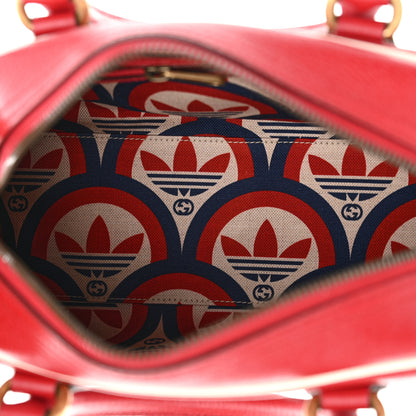 Gucci X ADIDAS Textured Dollar Calfskin Web Trefoil Logo Embossed Mini Bowling Bag Red Off White 5 of 11