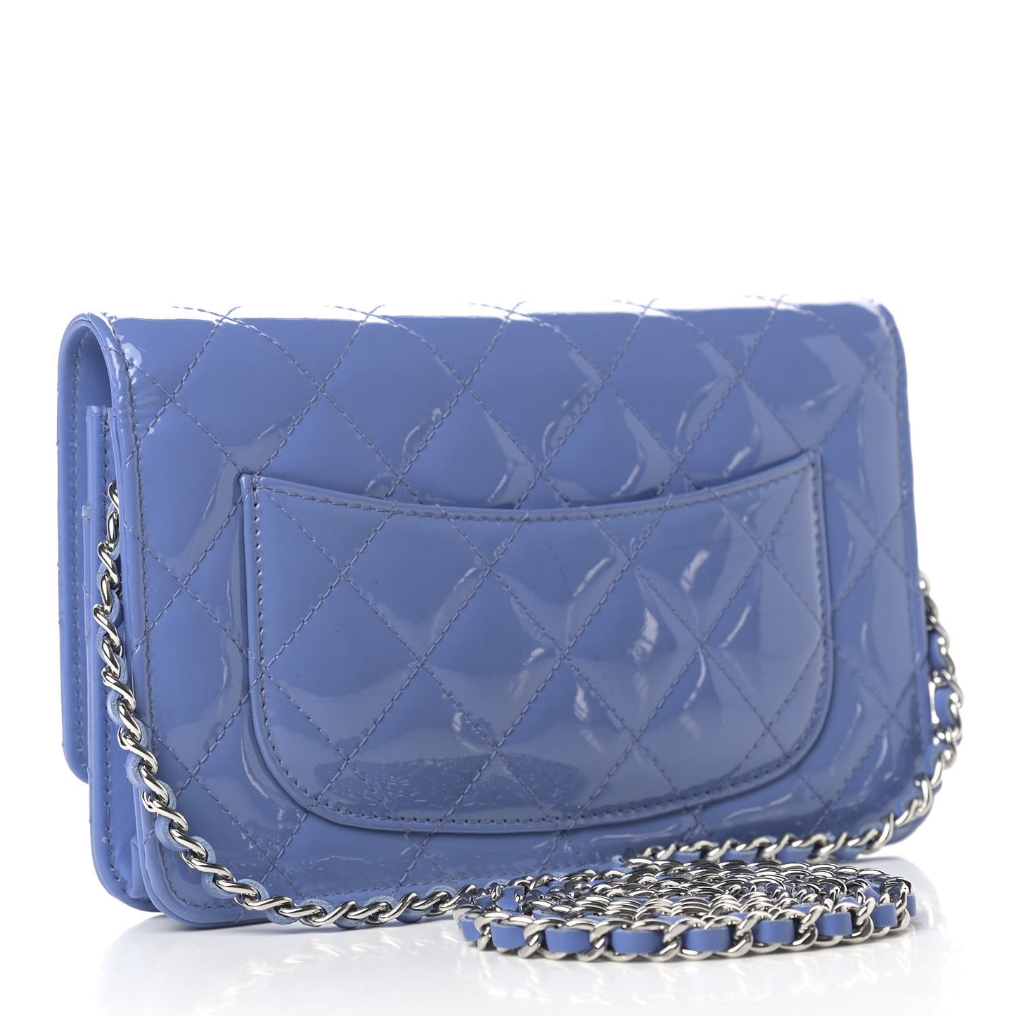 Patent Quilted Wallet On Chain WOC Light Purple