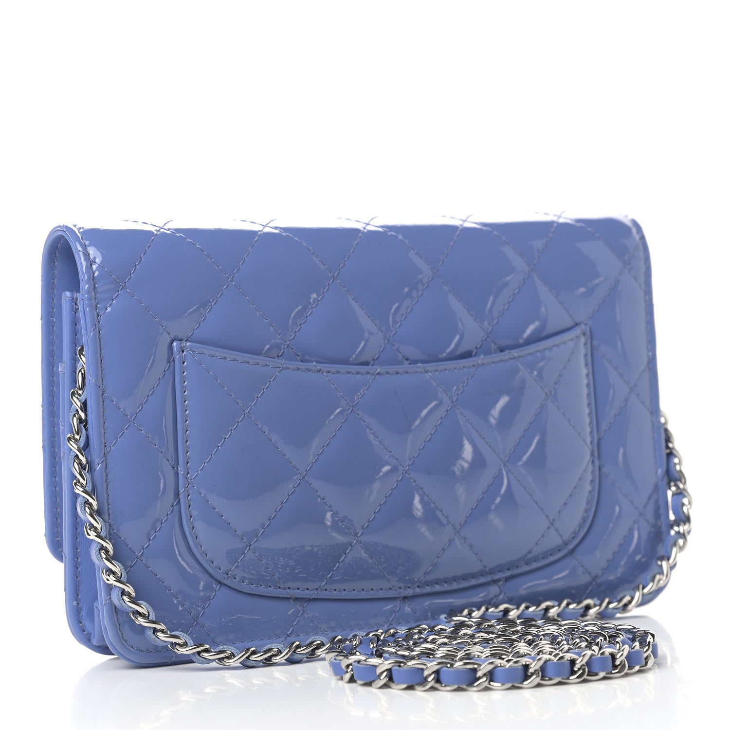Chanel Patent Quilted Wallet On Chain WOC Light Purple 3 of 10
