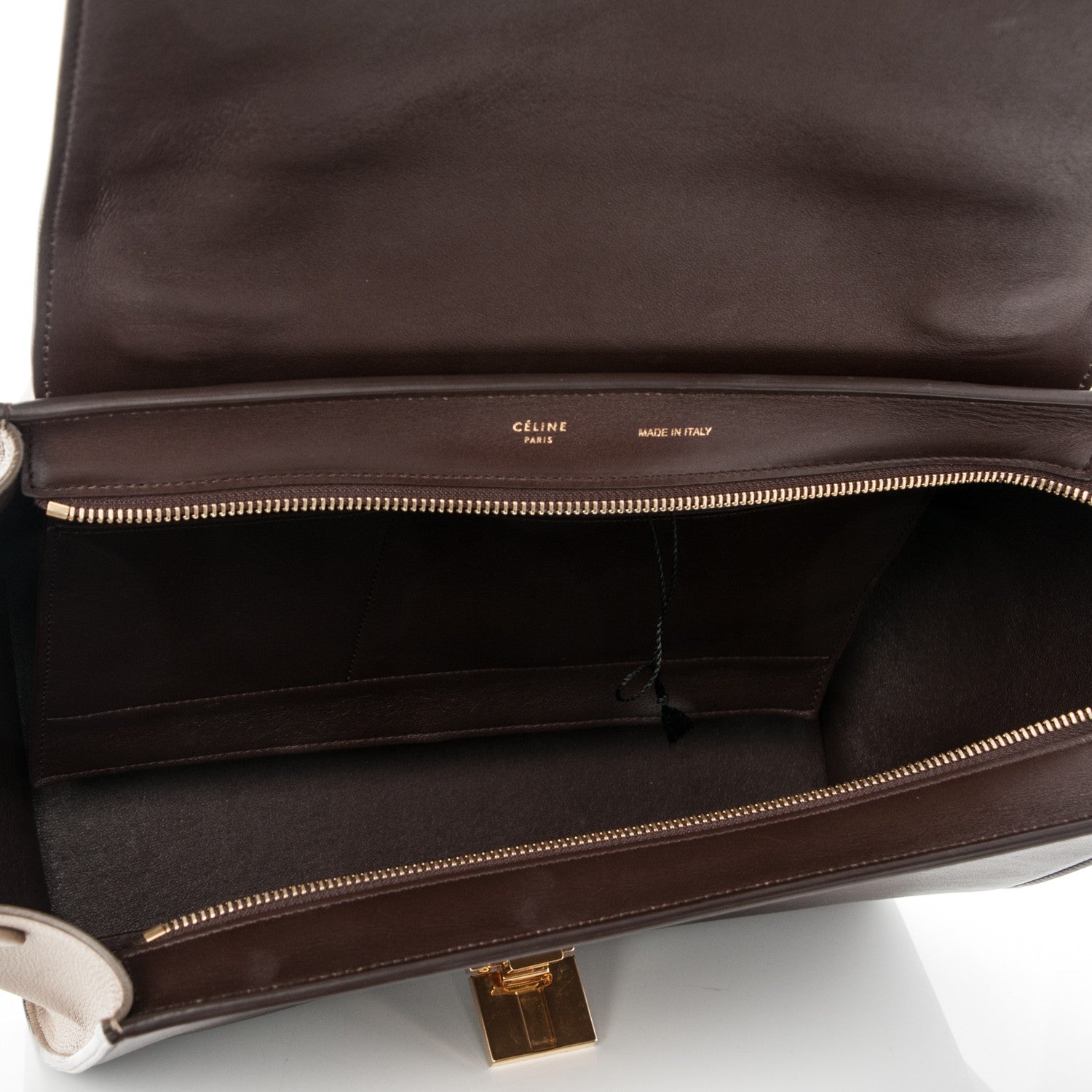 Celine Satin Baby Grained Calfskin Medium Tri-Color Trapeze Tan 6 of 8
