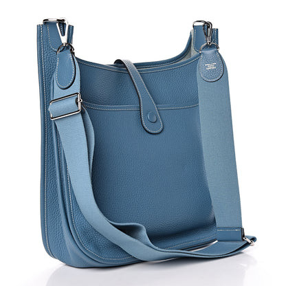 Hermes Taurillon Clemence Evelyne III GM Blue Jean 3 of 12