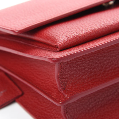 Saint Laurent Grained Calfskin Medium Monogram Sunset Satchel Red 9 of 11