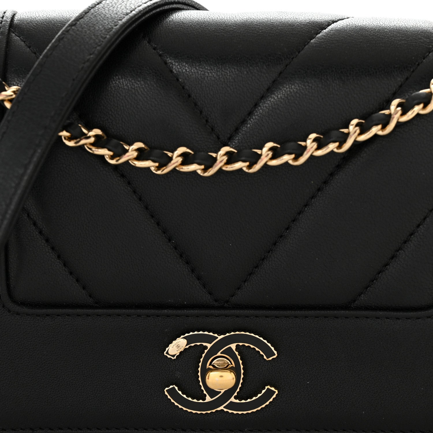 Chanel Sheepskin Chevron Quilted Small Vintage Mademoiselle Flap Black 10 of 16