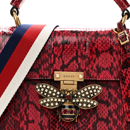 Gucci Snakeskin Sylvie Web Small Queen Margaret Top Handle Bag Red 8 of 10