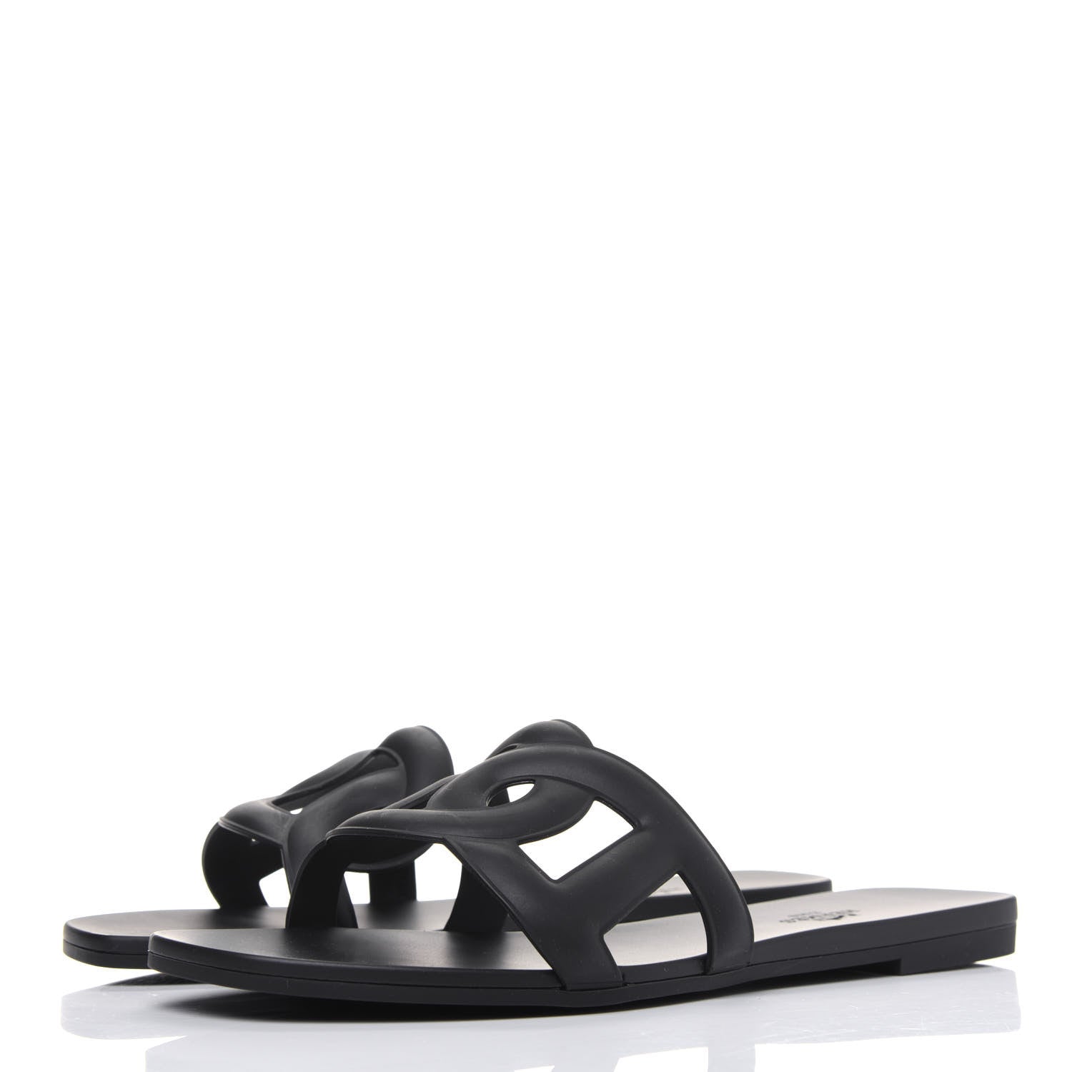 Hermes Rubber Aloha Sandals 38 Black 3 of 9