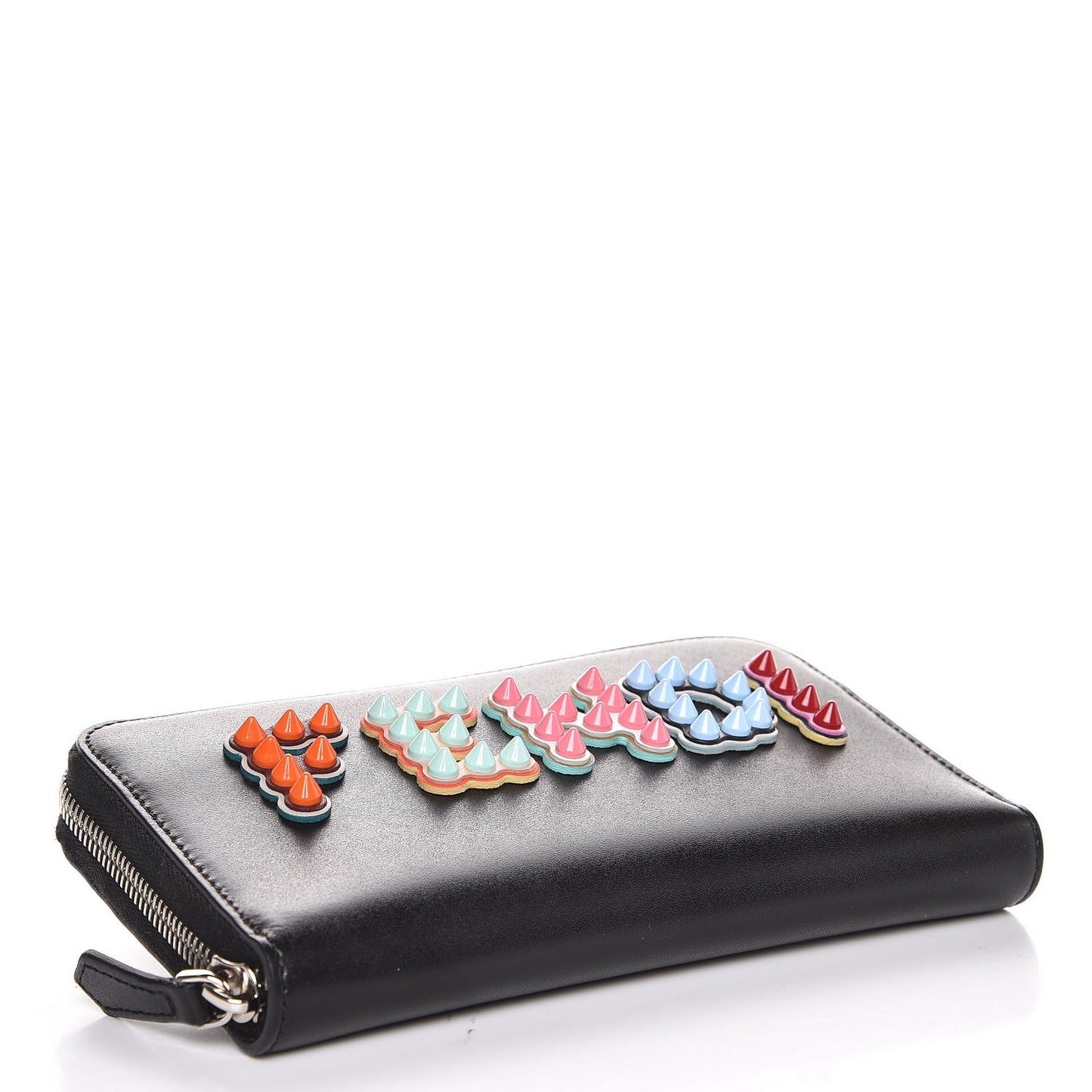 Vitello Liberty Fun Fair Studded Zip Around Wallet Black Multicolor
