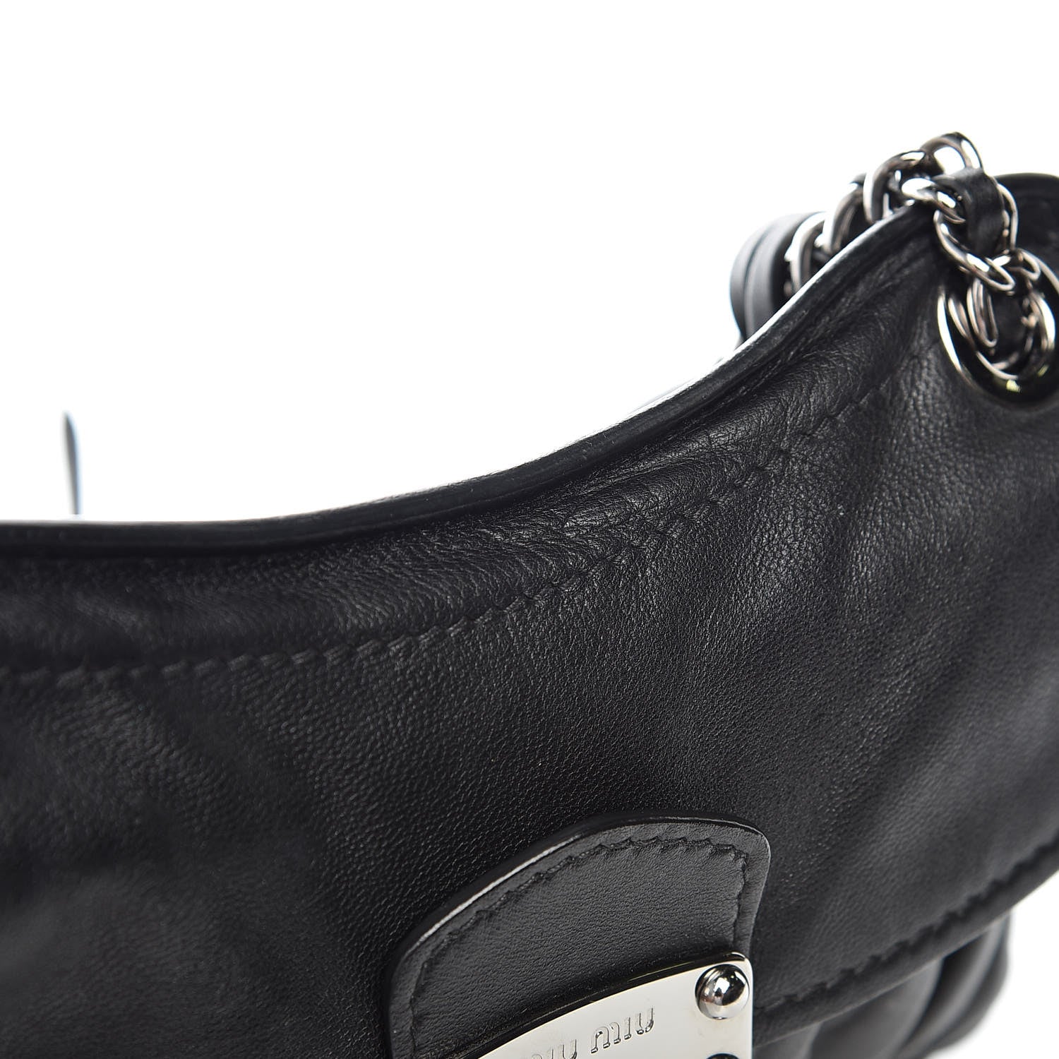 Miu Miu Nappa Matelasse Chain Crossbody Black 10 of 10