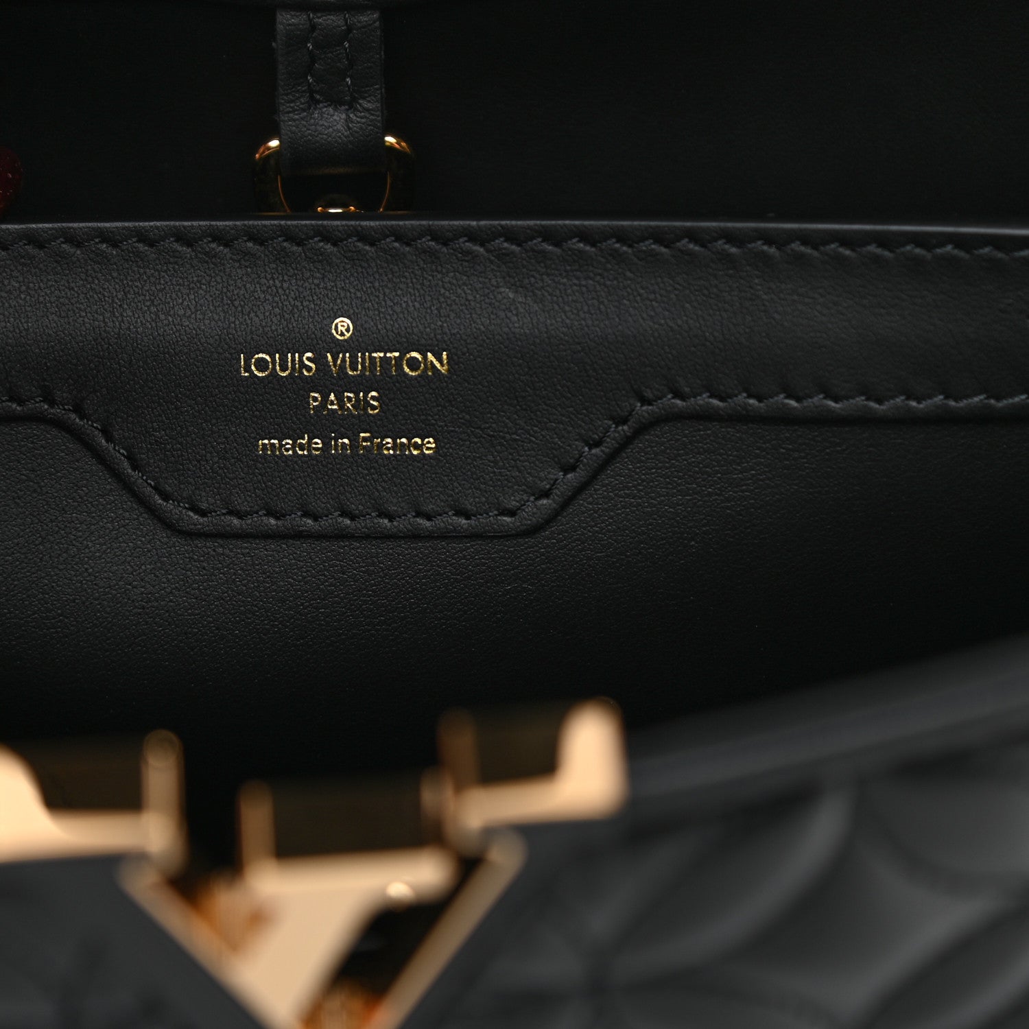 Louis Vuitton Lambskin Quilted Flower Capucines PM Black 8 of 12