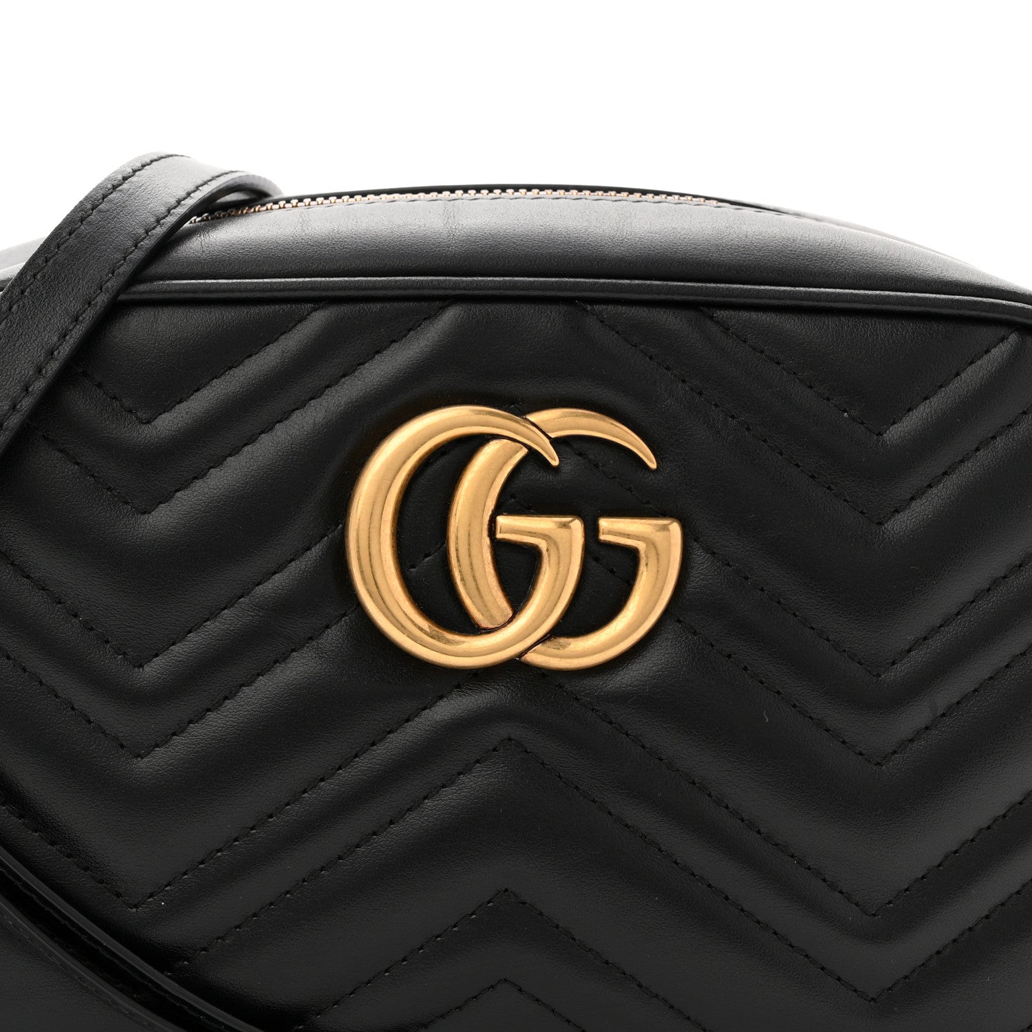 Gucci Calfskin Matelasse Small GG Marmont Chain Shoulder Bag Black 8 of 11