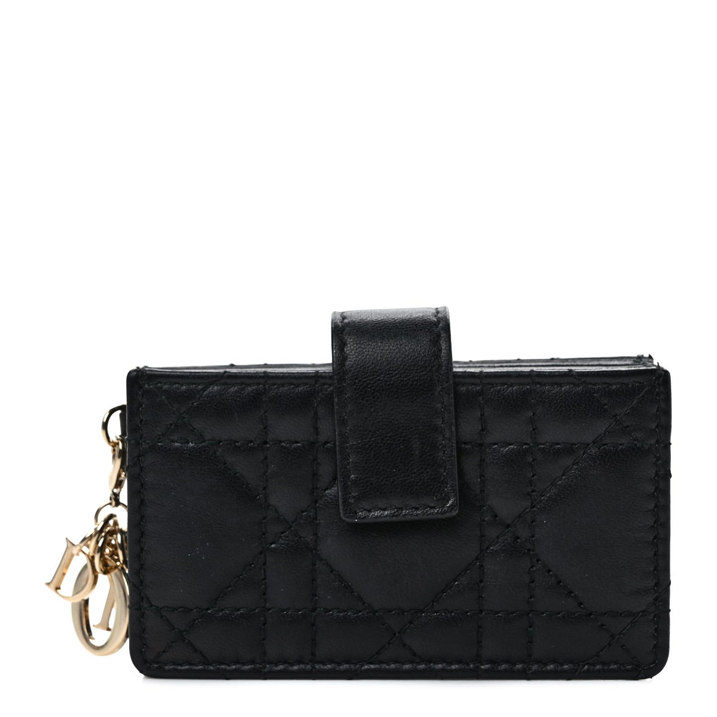 Lambskin Cannage Lady Dior 5-Gusset Card Holder Black