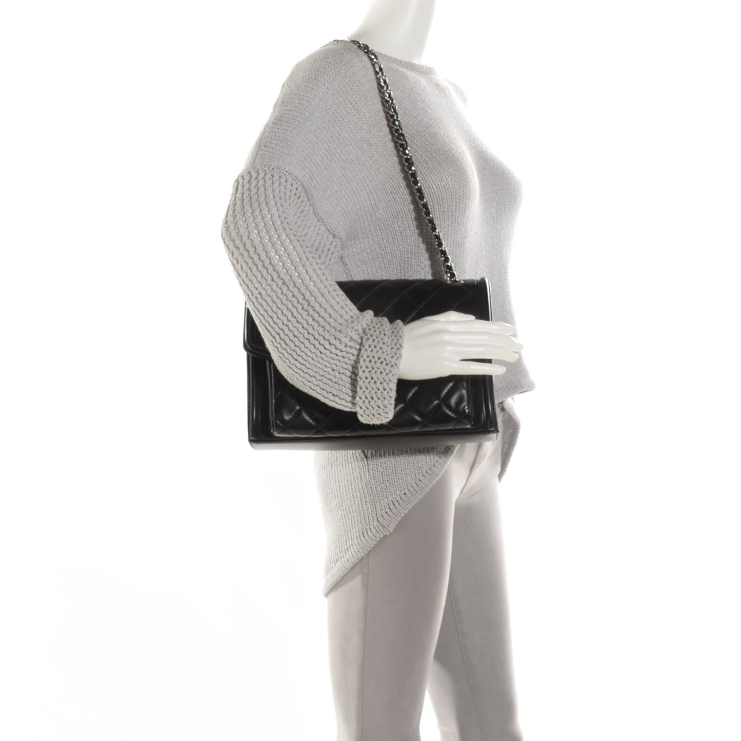 Lambskin Quilted Large Geometric Flap Black