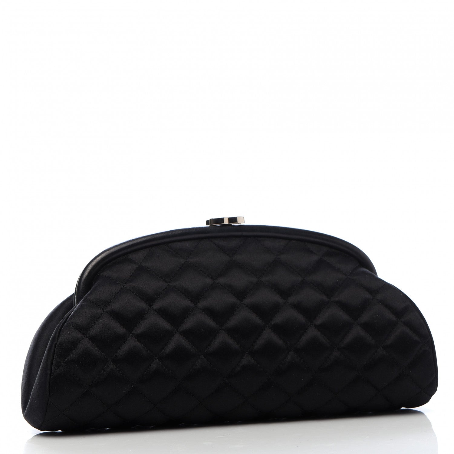 Chanel Satin Quilted Timeless Clutch Black 3 of 9