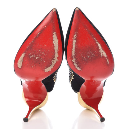 Christian Louboutin Suede Kid Specchio Ostri 100 Slingback Pumps 38.5 Black 7 of 14