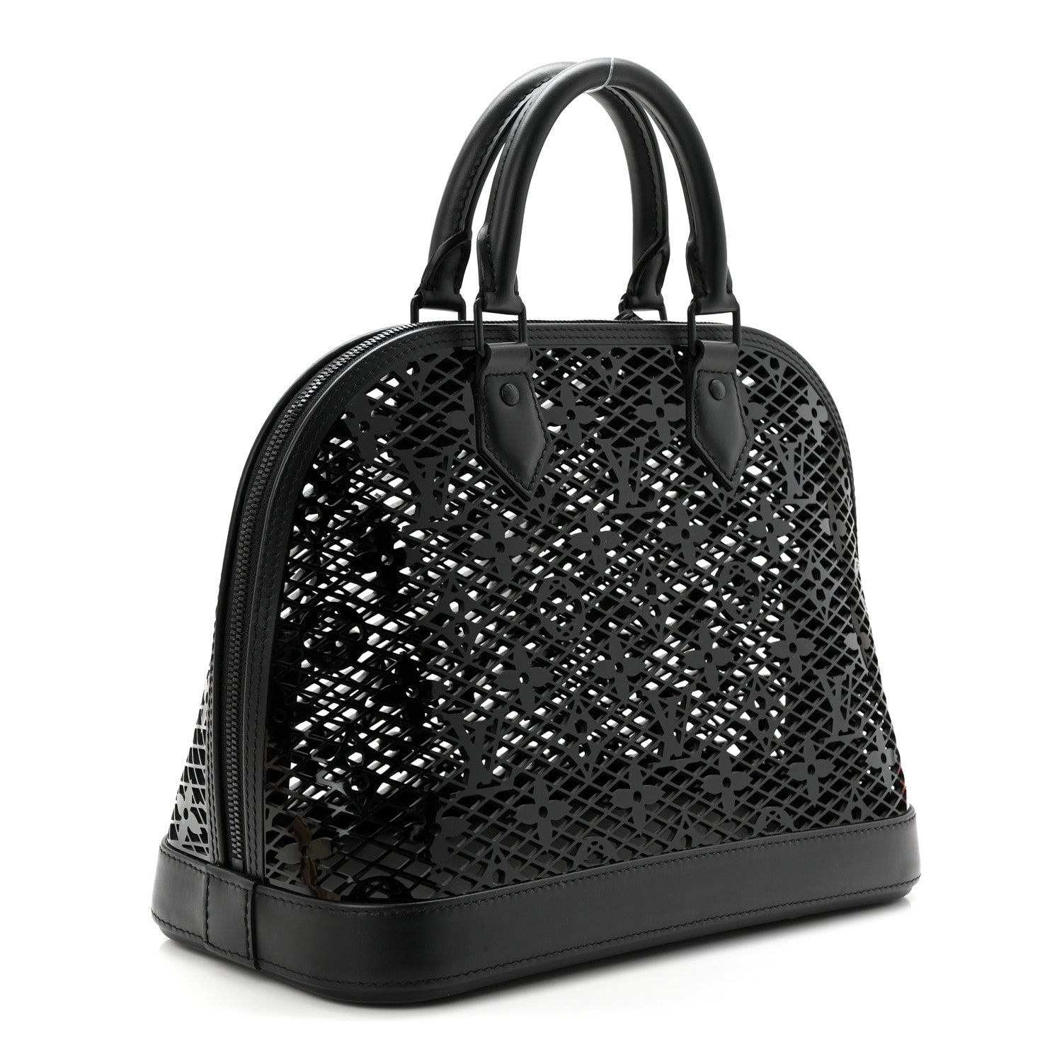Louis Vuitton Patent Calfskin Laced Monogram Alma PM Black 3 of 9