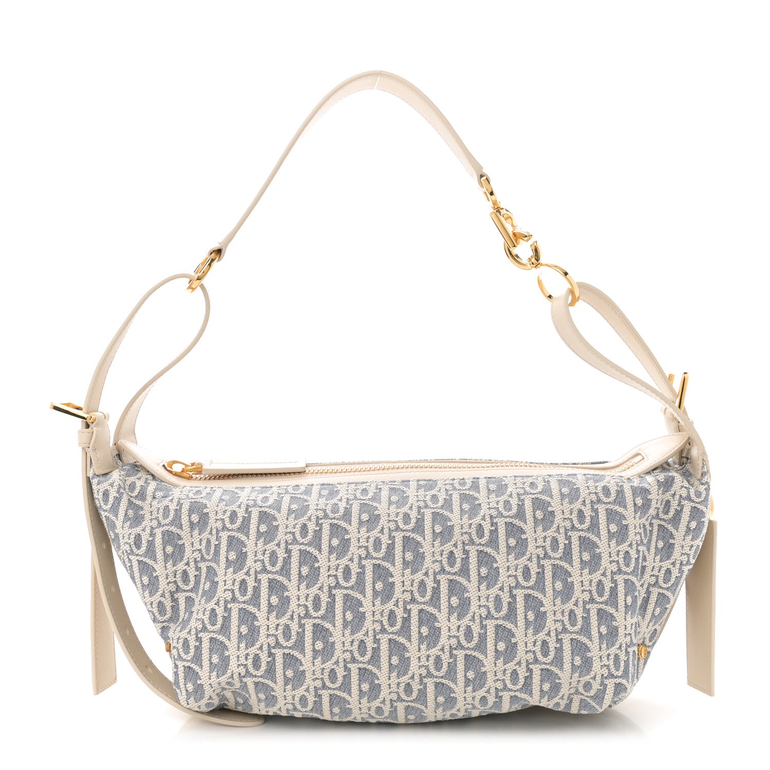 Christian Dior Oblique Chambray Raffia Effect Smooth Calfskin Small D-Journey Bag Blue Light Biscuit 1 of 11