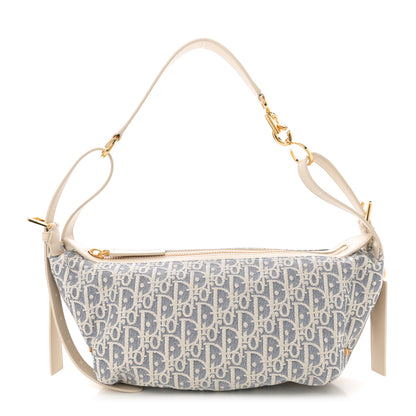 Christian Dior Oblique Chambray Raffia Effect Smooth Calfskin Small D-Journey Bag Blue Light Biscuit 1 of 11