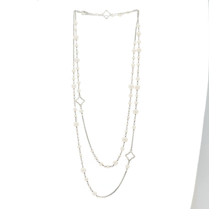 David Yurman Sterling Silver Cultured Pearl Quatrefoil Long Chain Necklace 2 of 5