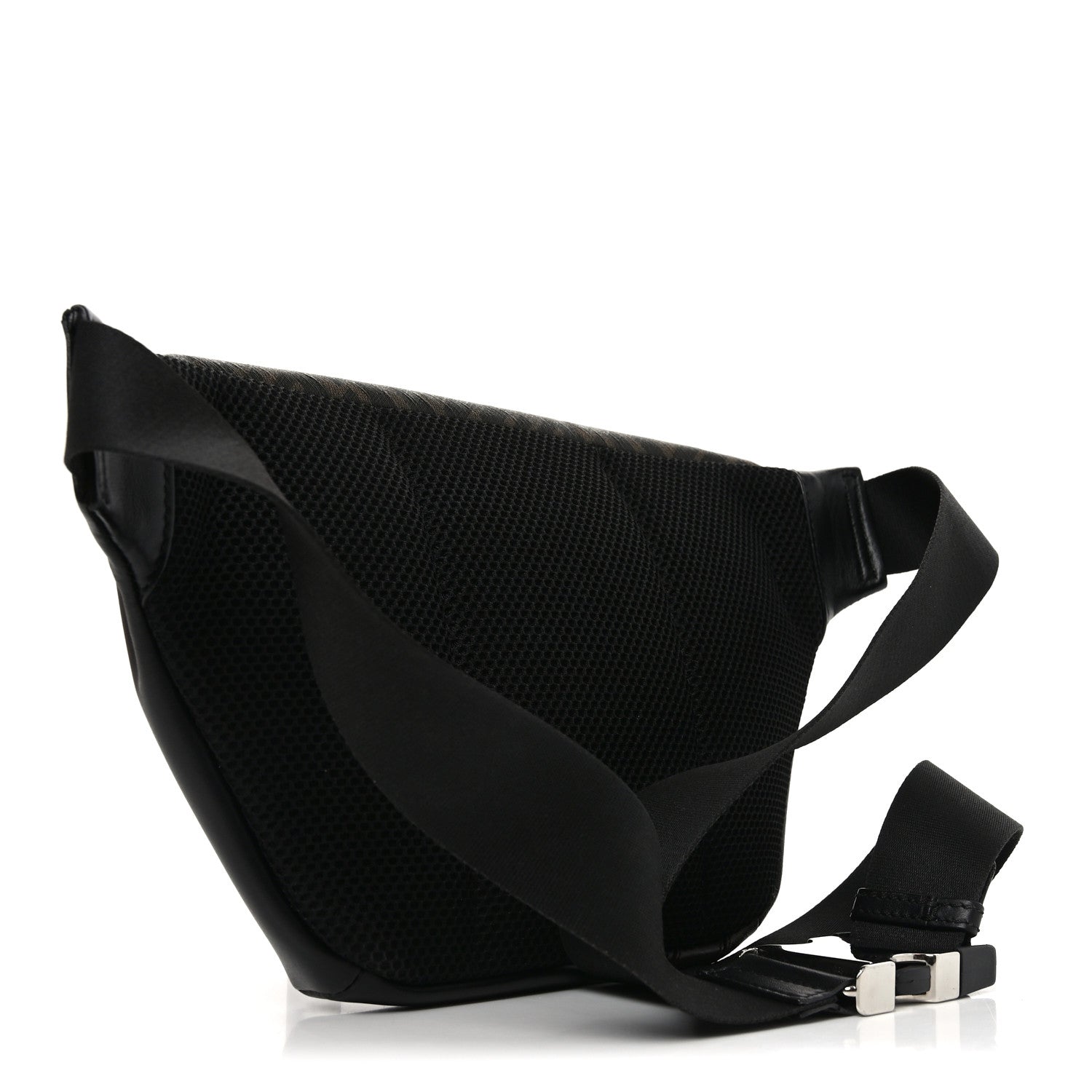 Fendi Glazed Fabric Vitello Liberty FF 1974 Diagonal Belt Bag Tobacco Moresco Black 2 of 9