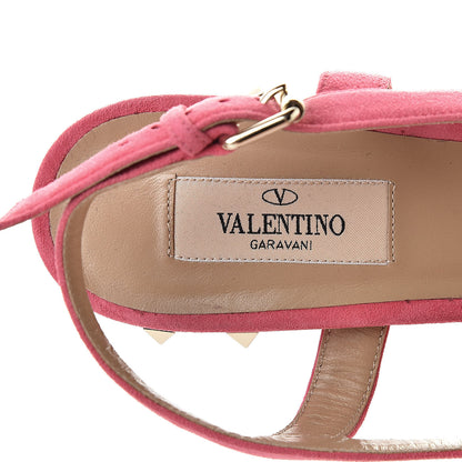 Valentino Garavani Suede Rockstud Slingback 75/105mm Platform Sandals 39.5 Shadow Pink 6 of 12