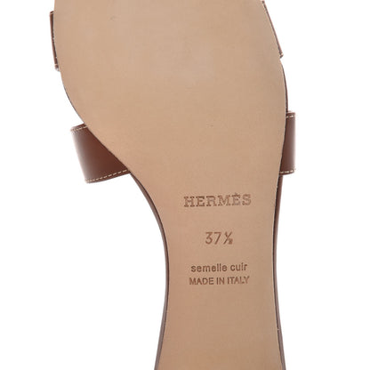 Hermes Calfskin Oasis Sandals 37.5 Gold 6 of 7