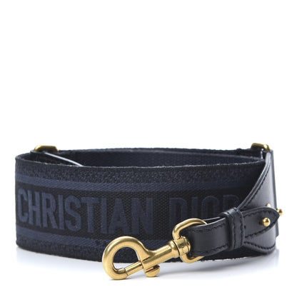 Christian Dior Canvas Embroidered Shoulder Strap Denim Blue 1 of 5