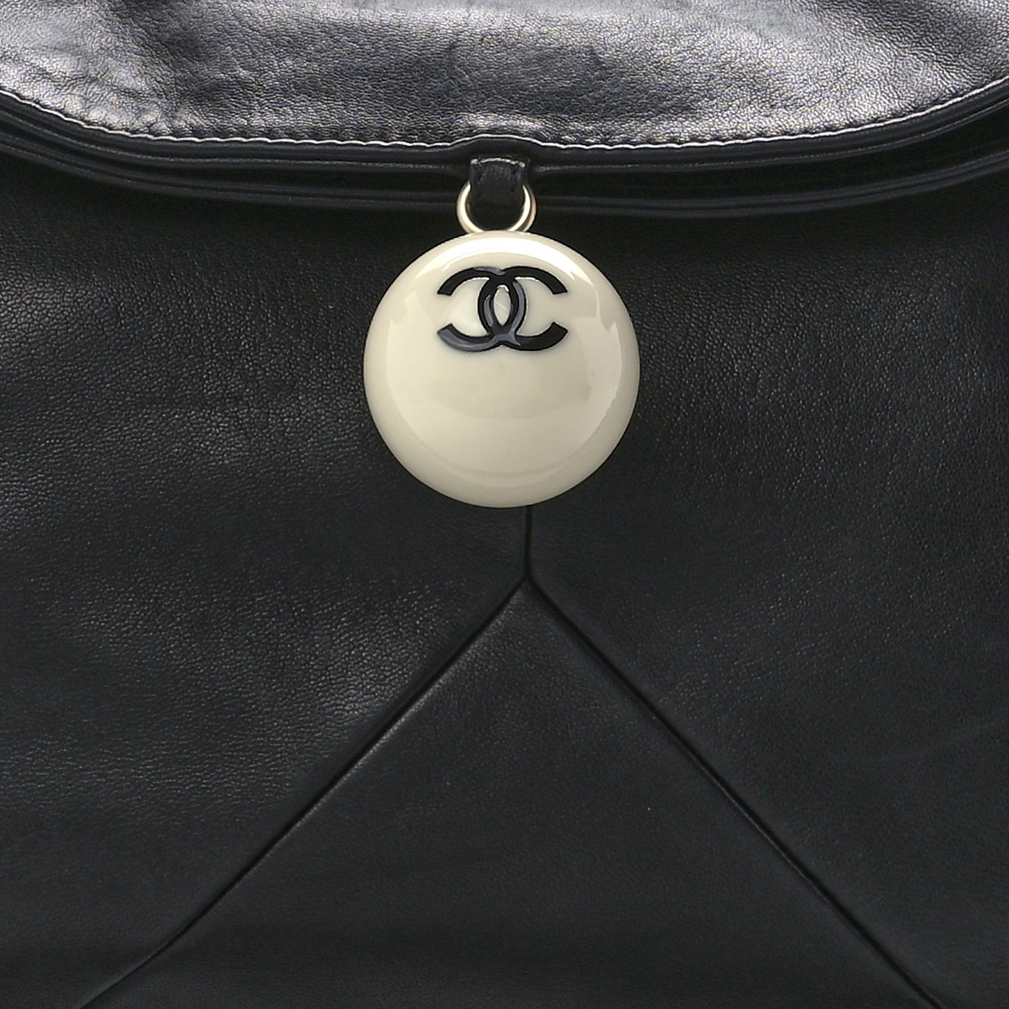 Lambskin Coco Ball Fold Over Bag Black