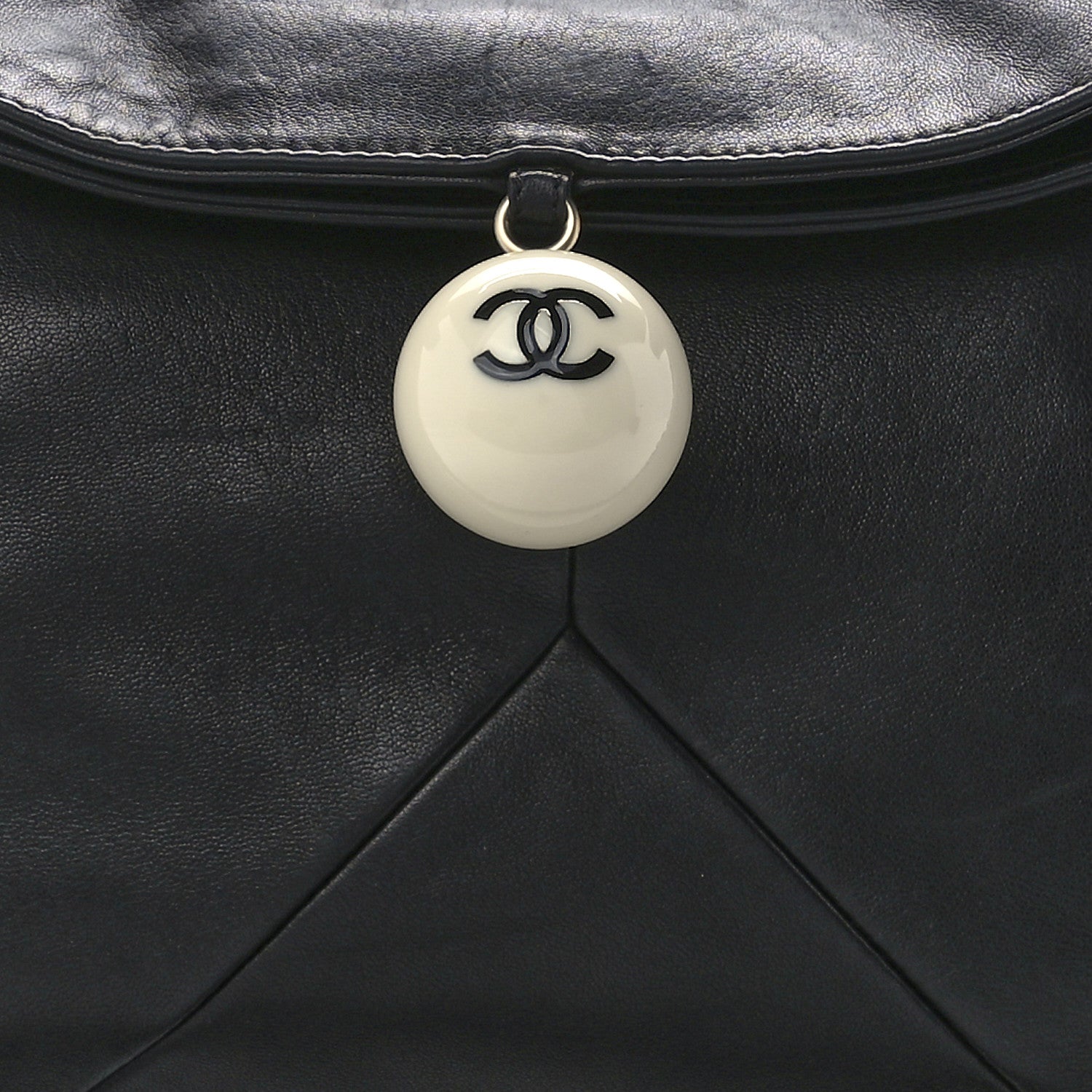 Chanel Lambskin Coco Ball Fold Over Bag Black 8 of 11