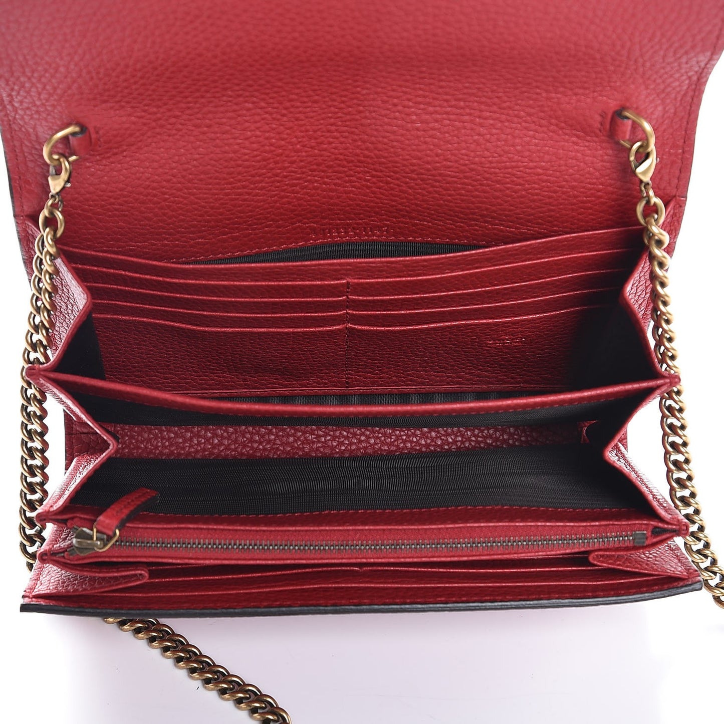Calfskin GG Marmont Chain Wallet Vulcanic Red