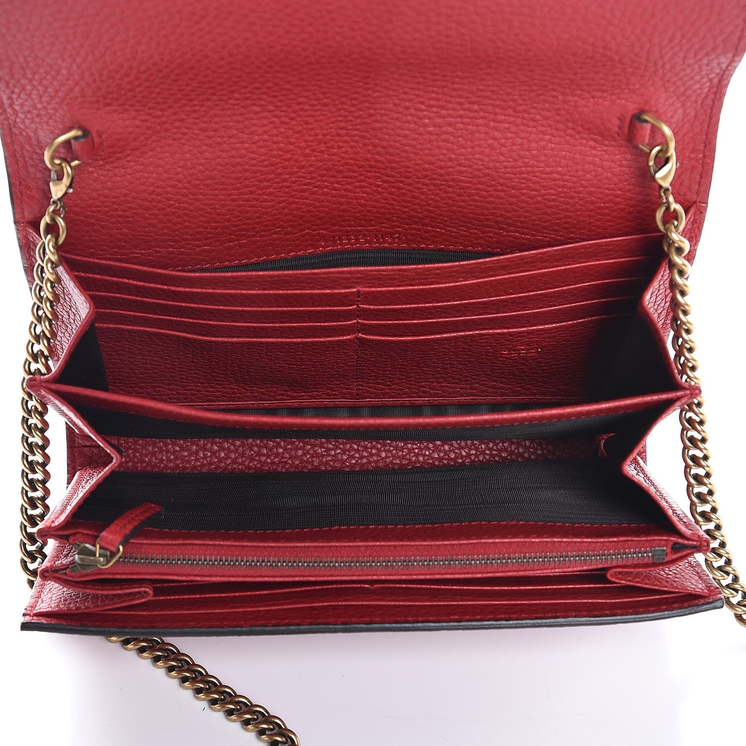 Gucci Calfskin GG Marmont Chain Wallet Vulcanic Red 5 of 8