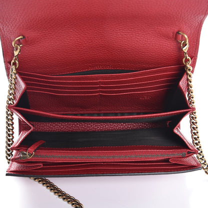 Gucci Calfskin GG Marmont Chain Wallet Vulcanic Red 5 of 8