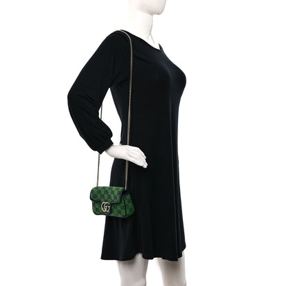 Gucci Monogram Multicolor Matelasse Diagonal Super Mini GG Marmont Shoulder Bag Green Blue 2 of 9