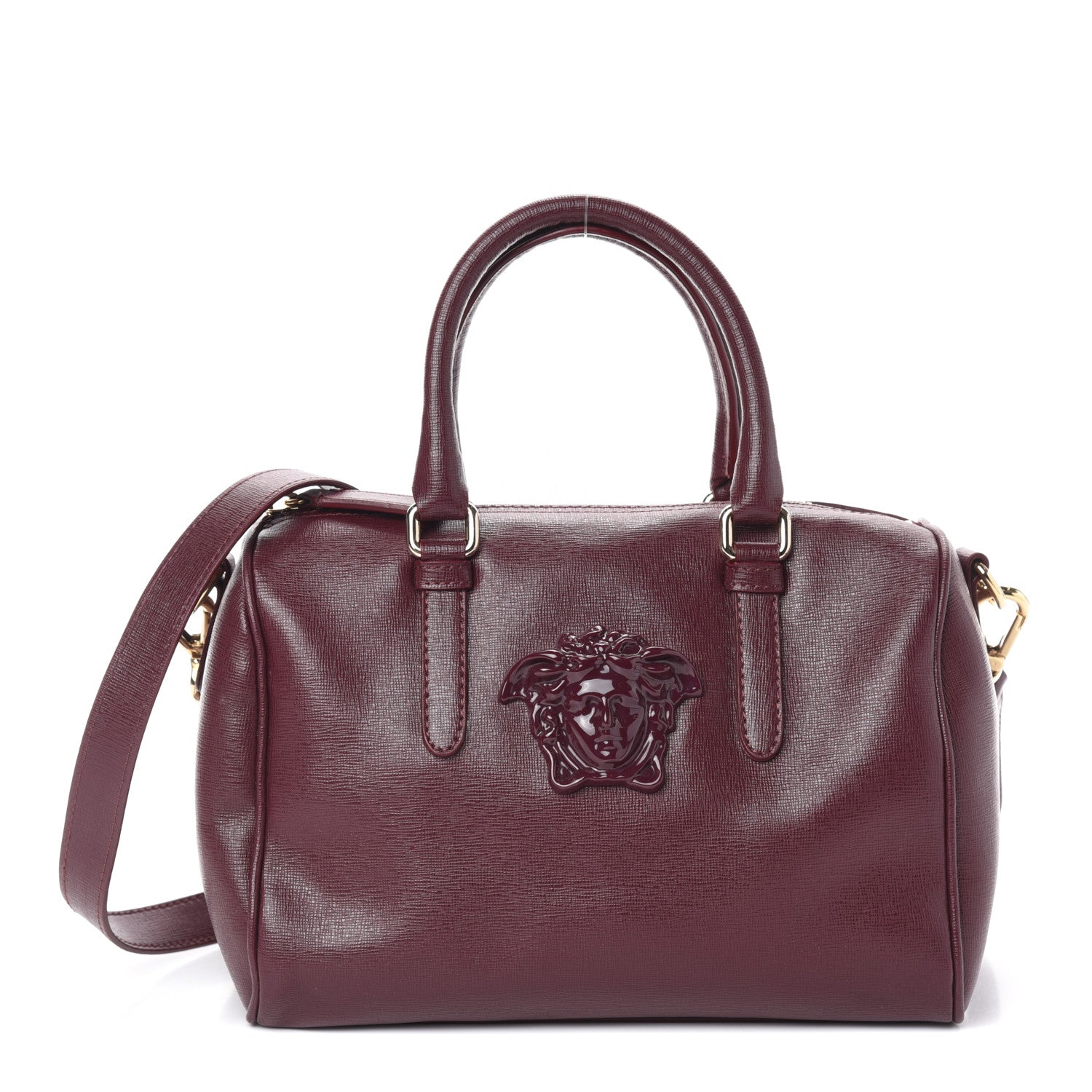 Versace Saffiano Calfskin Palazzo Duffle Bag Burgundy 1 of 9