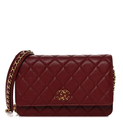 Chanel Lambskin Quilted Infinity Wallet On Chain WOC Burgundy 1 of 13