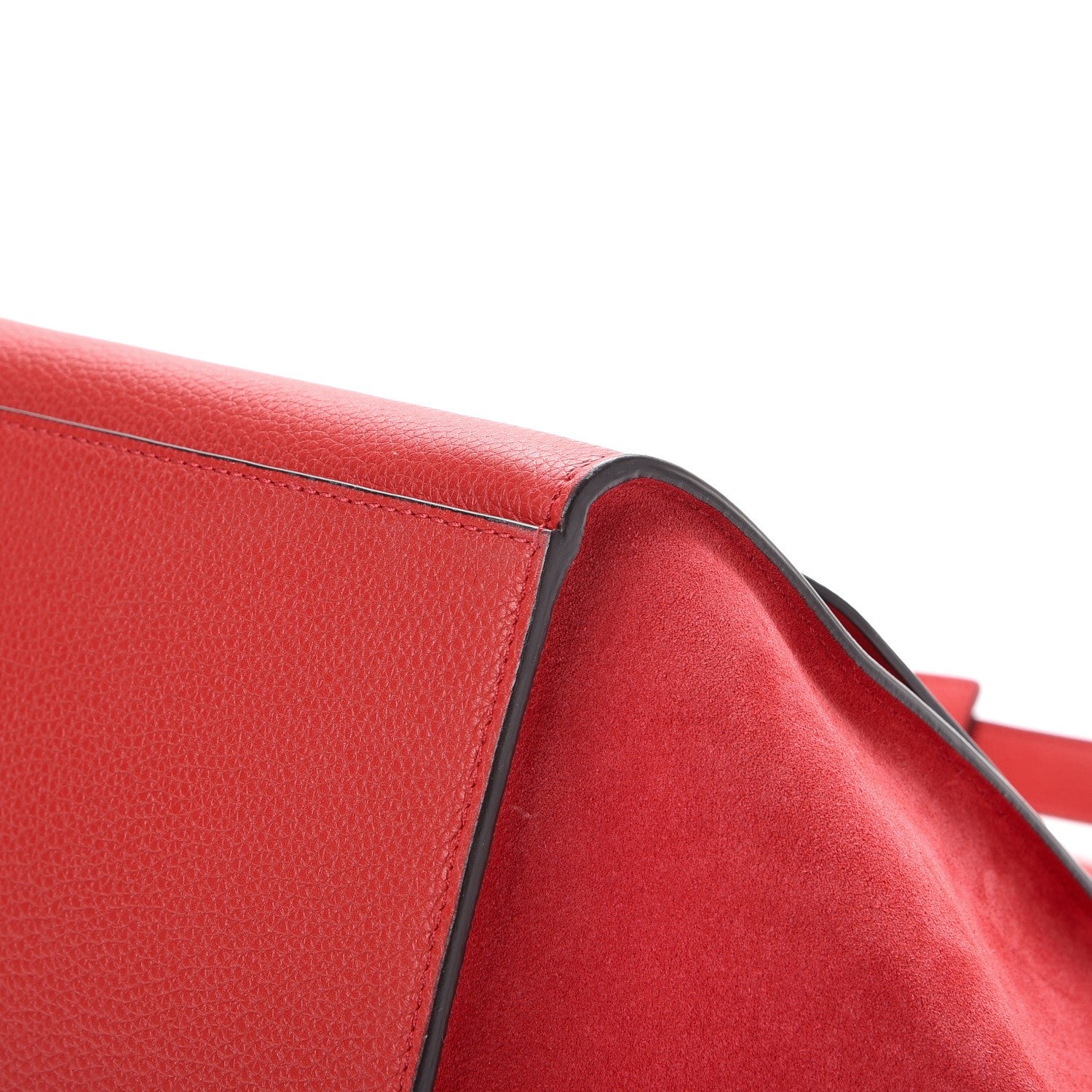 Celine Drummed Calfskin Suede Medium Trapeze Coquelicot 13 of 14