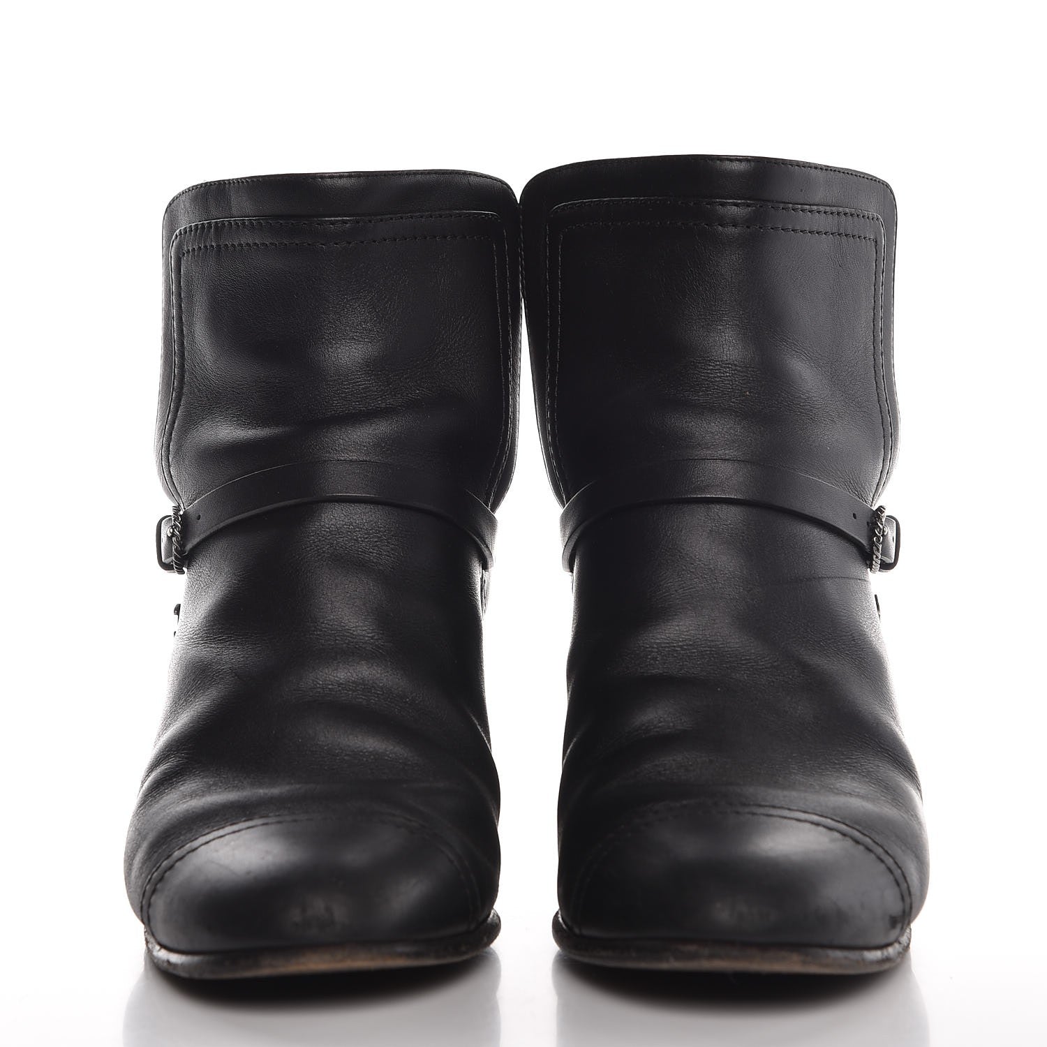 Chanel Calfskin CC Buckle Short Boots 38 Black 2 of 11